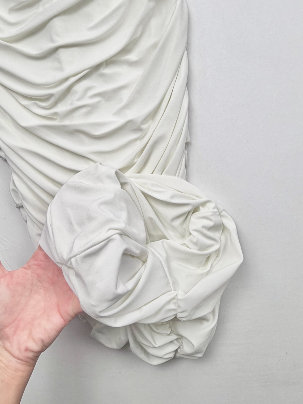 NWT Club L London Lost For Words Bardot White Ruched Draped Midi Dress Women's 8 - Picture 8 of 9